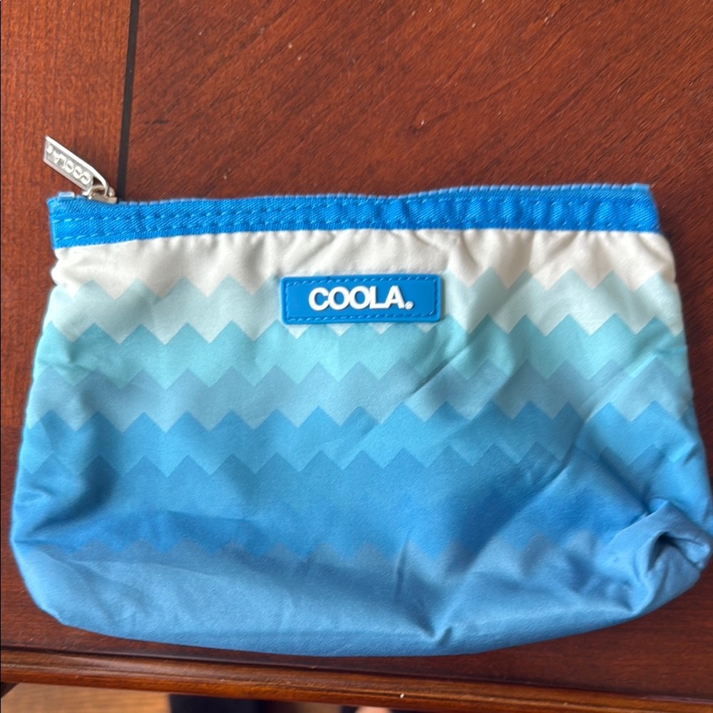 COOLA Blue and White Zigzag Pouch